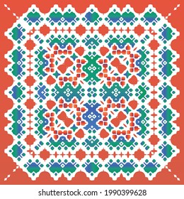 Cerámica de talavera ornamental mexicana. Patrón de vectores sin fisuras arabesco. Diseño universal. Fondo rojo vintage para papel pintado, fondo web, toallas, impresión, textura superficial, almohadas.