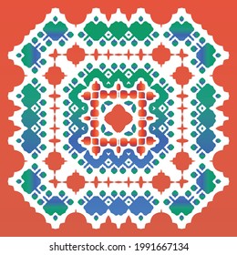 Cerámica de talavera ornamental mexicana. Patrón de vectores sin fisuras arabesco. Diseño universal. Fondo rojo vintage para papel pintado, fondo web, toallas, impresión, textura superficial, almohadas.