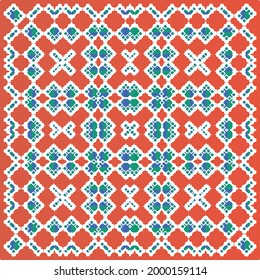 Cerámica de talavera ornamental mexicana. Patrón de vectores sin fisuras arabesco. Diseño universal. Fondo rojo vintage para papel pintado, fondo web, toallas, impresión, textura superficial, almohadas.