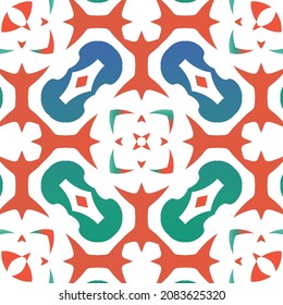 Mexikanische Ziertalavera-Keramik. Vektornahtloses Musterplakat. Stilvolles Design. Rote Vintage-Hintergrund für Tapeten, Web-Hintergrund, Handtücher, Druck, Oberflächenstruktur, Kissen.