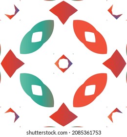Mexican ornamental talavera ceramic. Vector seamless pattern template. Geometric design. Red vintage backdrop for wallpaper, web background, towels, print, surface texture, pillows.
