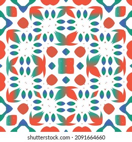 Cerámica de talavera ornamental mexicana. Ilustración de patrones sin fisuras del vector. Diseño original. Fondo rojo vintage para papel pintado, fondo web, toallas, impresión, textura superficial, almohadas.