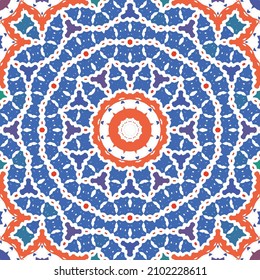 Cerámica de talavera ornamental mexicana. Marco de patrón sin fisuras del vector. El diseño del cuarto de baño. Fondo rojo vintage para papel pintado, fondo web, toallas, impresión, textura superficial, almohadas.