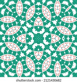 Mexican ornamental talavera ceramic. Vector seamless pattern frame. Bathroom design. Red vintage backdrop for wallpaper, web background, towels, print, surface texture, pillows.