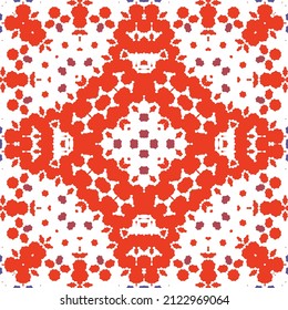 Cerámica de talavera ornamental mexicana. Marco de patrón sin fisuras del vector. El diseño del cuarto de baño. Fondo rojo vintage para papel pintado, fondo web, toallas, impresión, textura superficial, almohadas.