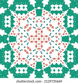 Mexican ornamental talavera ceramic. Vector seamless pattern frame. Bathroom design. Red vintage backdrop for wallpaper, web background, towels, print, surface texture, pillows.