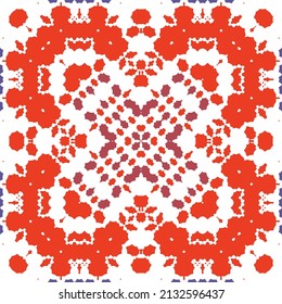 Cerámica de talavera ornamental mexicana. Marco de patrón sin fisuras del vector. El diseño del cuarto de baño. Fondo rojo vintage para papel pintado, fondo web, toallas, impresión, textura superficial, almohadas.