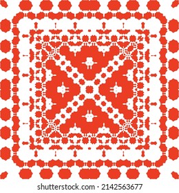 Cerámica de talavera ornamental mexicana. Marco de patrón sin fisuras del vector. El diseño del cuarto de baño. Fondo rojo vintage para papel pintado, fondo web, toallas, impresión, textura superficial, almohadas.