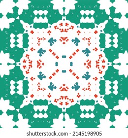 Mexikanische Ziertalavera-Keramik. Vektornahtloser Musterrahmen. Das Badezimmer ist sehr schön. Rote Vintage-Hintergrund für Tapeten, Web-Hintergrund, Handtücher, Druck, Oberflächenstruktur, Kissen.