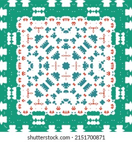 Mexican ornamental talavera ceramic. Vector seamless pattern frame. Bathroom design. Red vintage backdrop for wallpaper, web background, towels, print, surface texture, pillows.