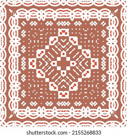 Cerámica de talavera ornamental mexicana. Marco de patrón sin fisuras del vector. El diseño del cuarto de baño. Fondo rojo vintage para papel pintado, fondo web, toallas, impresión, textura superficial, almohadas.