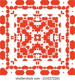 Cerámica de talavera ornamental mexicana. Marco de patrón sin fisuras del vector. El diseño del cuarto de baño. Fondo rojo vintage para papel pintado, fondo web, toallas, impresión, textura superficial, almohadas.
