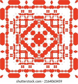 Cerámica de talavera ornamental mexicana. Marco de patrón sin fisuras del vector. El diseño del cuarto de baño. Fondo rojo vintage para papel pintado, fondo web, toallas, impresión, textura superficial, almohadas.