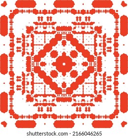 Cerámica de talavera ornamental mexicana. Marco de patrón sin fisuras del vector. El diseño del cuarto de baño. Fondo rojo vintage para papel pintado, fondo web, toallas, impresión, textura superficial, almohadas.