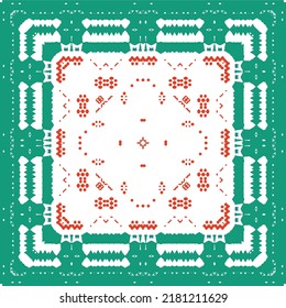 Mexikanische Ziertalavera-Keramik. Vektornahtloser Musterrahmen. Das Badezimmer ist sehr schön. Rote Vintage-Hintergrund für Tapeten, Web-Hintergrund, Handtücher, Druck, Oberflächenstruktur, Kissen.