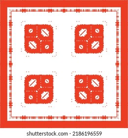Mexican ornamental talavera ceramic. Vector seamless pattern frame. Bathroom design. Red vintage backdrop for wallpaper, web background, towels, print, surface texture, pillows.