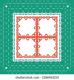 Cerámica de talavera ornamental mexicana. Marco de patrón sin fisuras del vector. El diseño del cuarto de baño. Fondo rojo vintage para papel pintado, fondo web, toallas, impresión, textura superficial, almohadas.