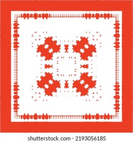 Mexican ornamental talavera ceramic. Vector seamless pattern frame. Bathroom design. Red vintage backdrop for wallpaper, web background, towels, print, surface texture, pillows.