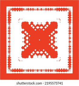 Mexican ornamental talavera ceramic. Vector seamless pattern frame. Bathroom design. Red vintage backdrop for wallpaper, web background, towels, print, surface texture, pillows.