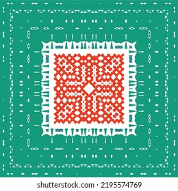 Cerámica de talavera ornamental mexicana. Marco de patrón sin fisuras del vector. El diseño del cuarto de baño. Fondo rojo vintage para papel pintado, fondo web, toallas, impresión, textura superficial, almohadas.