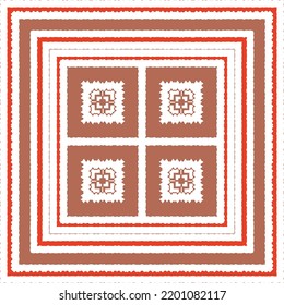 Mexican ornamental talavera ceramic. Vector seamless pattern frame. Bathroom design. Red vintage backdrop for wallpaper, web background, towels, print, surface texture, pillows.