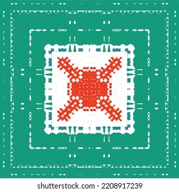 Mexican ornamental talavera ceramic. Vector seamless pattern frame. Bathroom design. Red vintage backdrop for wallpaper, web background, towels, print, surface texture, pillows.