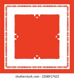 Mexican ornamental talavera ceramic. Vector seamless pattern frame. Bathroom design. Red vintage backdrop for wallpaper, web background, towels, print, surface texture, pillows.