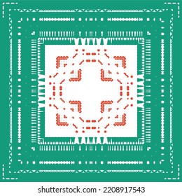 Cerámica de talavera ornamental mexicana. Marco de patrón sin fisuras del vector. El diseño del cuarto de baño. Fondo rojo vintage para papel pintado, fondo web, toallas, impresión, textura superficial, almohadas.
