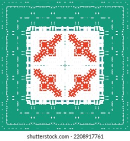 Mexican ornamental talavera ceramic. Vector seamless pattern frame. Bathroom design. Red vintage backdrop for wallpaper, web background, towels, print, surface texture, pillows.