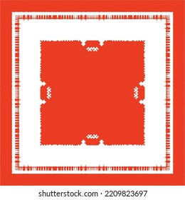 Mexican ornamental talavera ceramic. Vector seamless pattern frame. Bathroom design. Red vintage backdrop for wallpaper, web background, towels, print, surface texture, pillows.