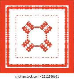 Mexican ornamental talavera ceramic. Vector seamless pattern frame. Bathroom design. Red vintage backdrop for wallpaper, web background, towels, print, surface texture, pillows.