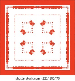 Mexican ornamental talavera ceramic. Vector seamless pattern frame. Bathroom design. Red vintage backdrop for wallpaper, web background, towels, print, surface texture, pillows.