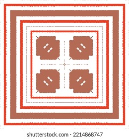 Mexican ornamental talavera ceramic. Vector seamless pattern frame. Bathroom design. Red vintage backdrop for wallpaper, web background, towels, print, surface texture, pillows.