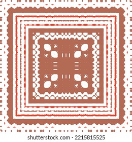 Cerámica de talavera ornamental mexicana. Marco de patrón sin fisuras del vector. El diseño del cuarto de baño. Fondo rojo vintage para papel pintado, fondo web, toallas, impresión, textura superficial, almohadas.