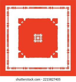 Mexican ornamental talavera ceramic. Vector seamless pattern frame. Bathroom design. Red vintage backdrop for wallpaper, web background, towels, print, surface texture, pillows.
