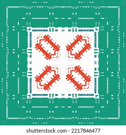 Mexican ornamental talavera ceramic. Vector seamless pattern frame. Bathroom design. Red vintage backdrop for wallpaper, web background, towels, print, surface texture, pillows.
