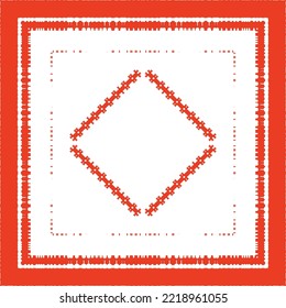 Mexican ornamental talavera ceramic. Vector seamless pattern frame. Bathroom design. Red vintage backdrop for wallpaper, web background, towels, print, surface texture, pillows.