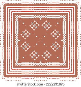Cerámica de talavera ornamental mexicana. Marco de patrón sin fisuras del vector. El diseño del cuarto de baño. Fondo rojo vintage para papel pintado, fondo web, toallas, impresión, textura superficial, almohadas.