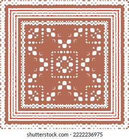 Mexican ornamental talavera ceramic. Vector seamless pattern frame. Bathroom design. Red vintage backdrop for wallpaper, web background, towels, print, surface texture, pillows.