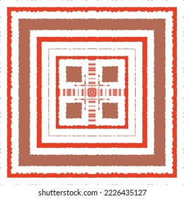 Mexican ornamental talavera ceramic. Vector seamless pattern frame. Bathroom design. Red vintage backdrop for wallpaper, web background, towels, print, surface texture, pillows.