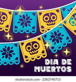 Mexican ornaments dia de los muertos background Vector