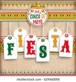Mexican ornaments with emblem, sombrero and maracas for  Cinco de Mayo. Eps 10 vector file.