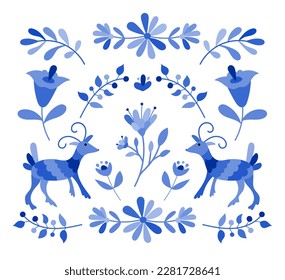 Mexican otomi embrodery ornament. Colorful Mexican Traditional Textile Embroidery Style. Folk otomi style graphic, wallpaper. Festive mexican floral motif