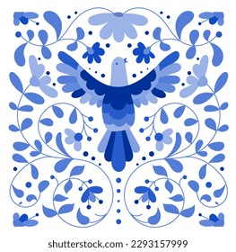 Ornamento de bordado de otomi mexicano. Colorido estilo tradicional mexicano de bordado textil. Gráfico de estilo popular otomi, fondo de pantalla. Motif floral mexicano festivo