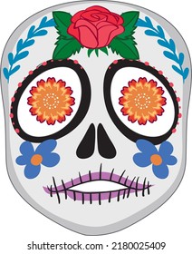 Mexican painted skull isolated illustration