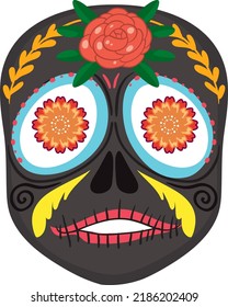 Mexican painted skull isolated illustration