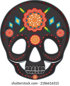 Mexican painted skull isolated illustration