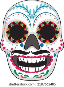 Mexican painted skull isolated illustration