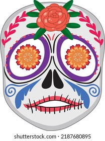 Mexican painted skull isolated illustration