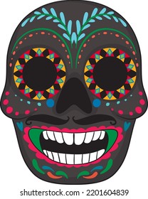 Mexican painted skull isolated illustration